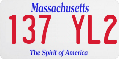 MA license plate 137YL2