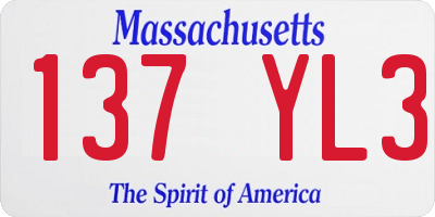 MA license plate 137YL3