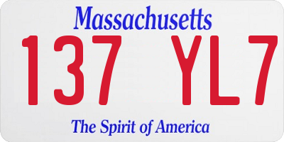 MA license plate 137YL7