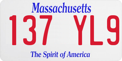 MA license plate 137YL9