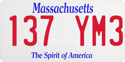 MA license plate 137YM3