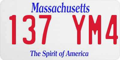 MA license plate 137YM4