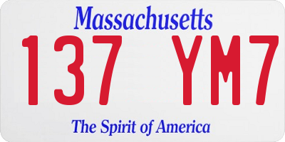 MA license plate 137YM7