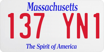 MA license plate 137YN1