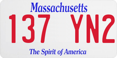MA license plate 137YN2