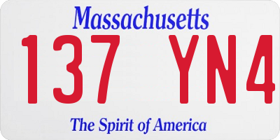 MA license plate 137YN4