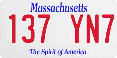 MA license plate 137YN7