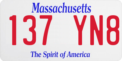 MA license plate 137YN8