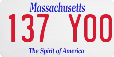 MA license plate 137YO0