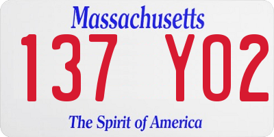 MA license plate 137YO2