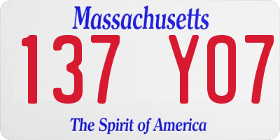 MA license plate 137YO7