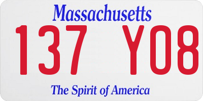 MA license plate 137YO8