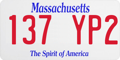 MA license plate 137YP2