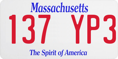 MA license plate 137YP3