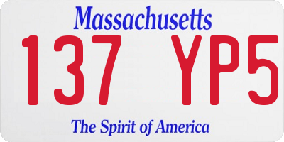 MA license plate 137YP5