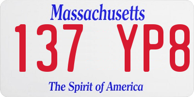 MA license plate 137YP8