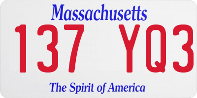 MA license plate 137YQ3