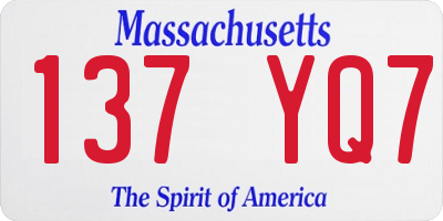 MA license plate 137YQ7
