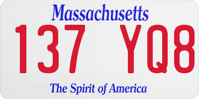 MA license plate 137YQ8