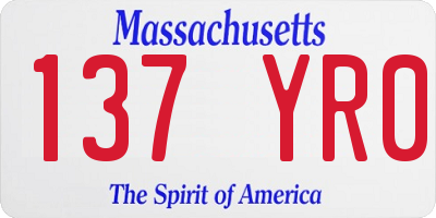 MA license plate 137YR0
