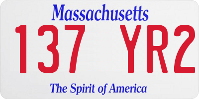 MA license plate 137YR2