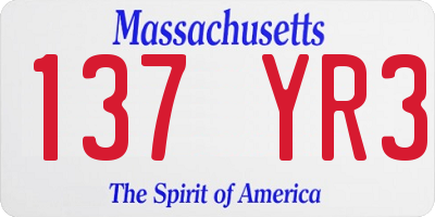 MA license plate 137YR3