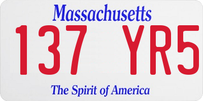 MA license plate 137YR5