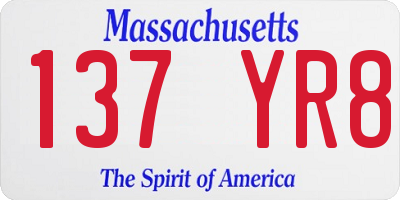 MA license plate 137YR8