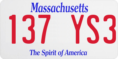 MA license plate 137YS3