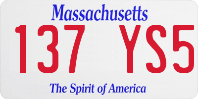 MA license plate 137YS5