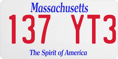 MA license plate 137YT3