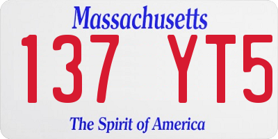 MA license plate 137YT5