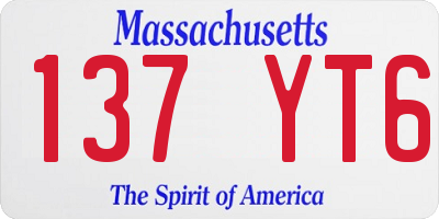 MA license plate 137YT6