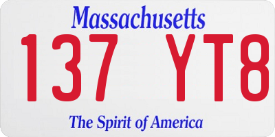 MA license plate 137YT8