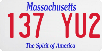 MA license plate 137YU2