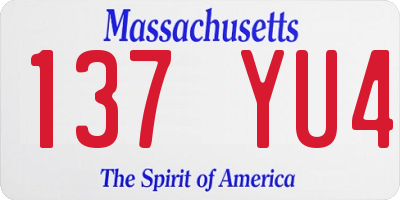 MA license plate 137YU4