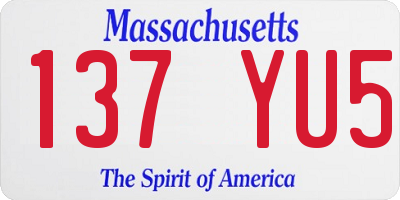 MA license plate 137YU5