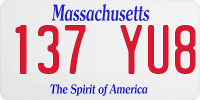 MA license plate 137YU8