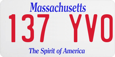 MA license plate 137YV0