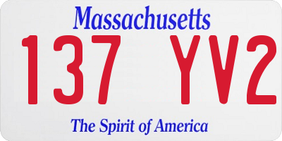 MA license plate 137YV2