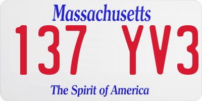 MA license plate 137YV3