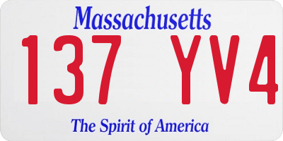 MA license plate 137YV4