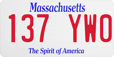 MA license plate 137YW0