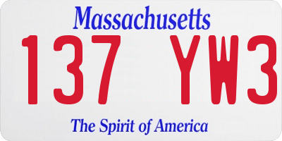 MA license plate 137YW3