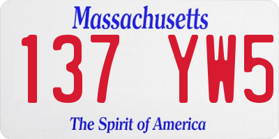 MA license plate 137YW5