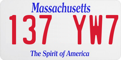 MA license plate 137YW7