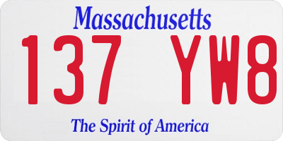 MA license plate 137YW8