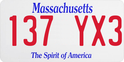MA license plate 137YX3