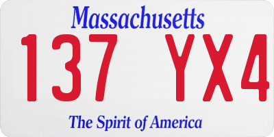 MA license plate 137YX4