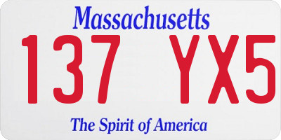 MA license plate 137YX5